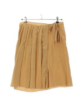 Prada Vintage Silk Pleated Wrap Skirt Beige Brown 40